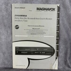 Magnavox ZV450MW8A DVD VCR Combo Owners Manual Original 2007 Guide
